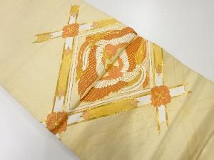 アンティーク　菱に向かい鳳凰模様刺繍袋帯（材料）